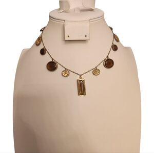 Kenneth Cole Gold and Bronze Charm Necklace